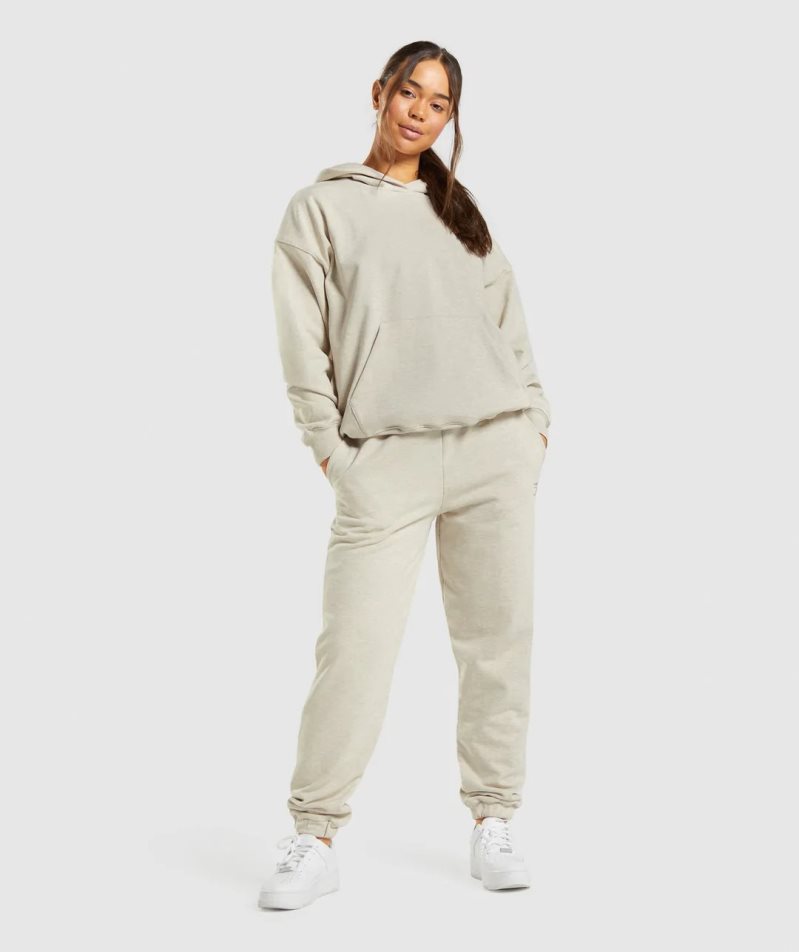 Women's Gymshark Rest Day Sweats Hoodie Beige | CA 7386D1